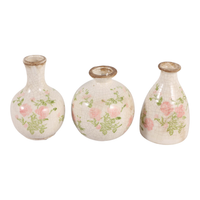  Ensemble de 3 vases à fleurs Cottage de 6 po en céramique à motif floral - multicolore