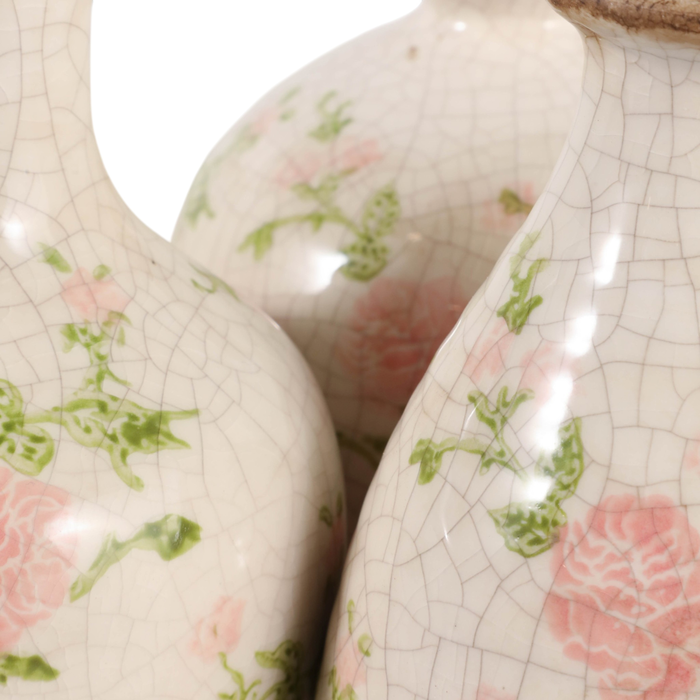 Ensemble de 3 vases à fleurs Cottage de 6 po en céramique à motif floral - multicolore 