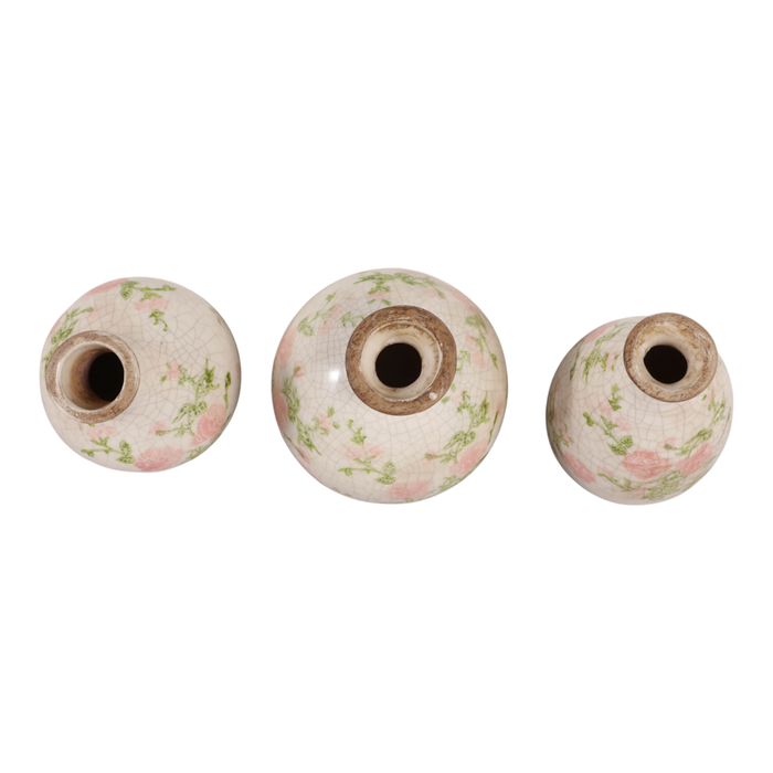 Ensemble de 3 vases à fleurs Cottage de 6 po en céramique à motif floral - multicolore 