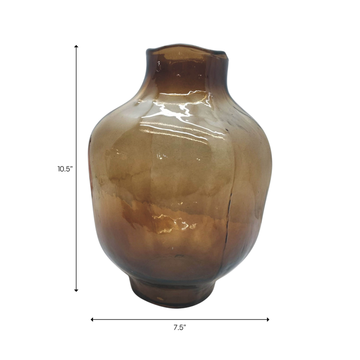 Vase moderne de 10,5 po en verre - brun fumée