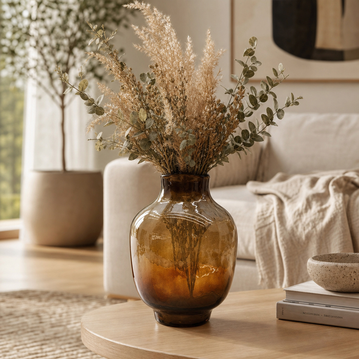 Vase moderne de 10,5 po en verre - brun fumée