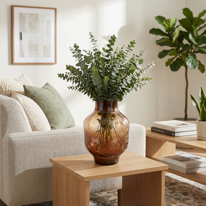 Vase moderne de 10,5 po en verre - brun fumée