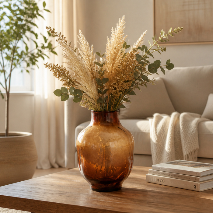 Vase moderne de 10,5 po en verre - brun fumée