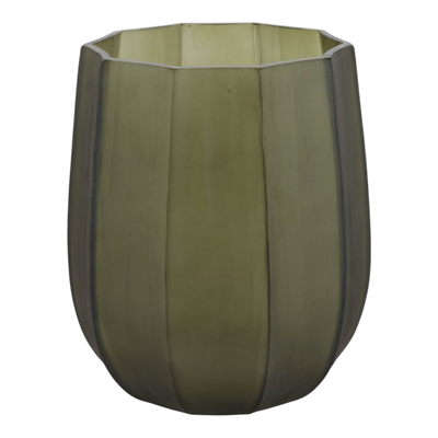 8” Faceted Glass Hurricane Vase – Emerald | Vase photophore de 8 po en verre à facettes - émeraude