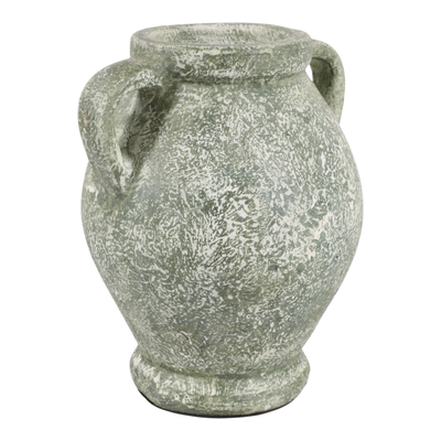 10.25” Terracotta Vase with Handle – Green  | Vase de 10,25 po en terre cuite avec poignée - vert