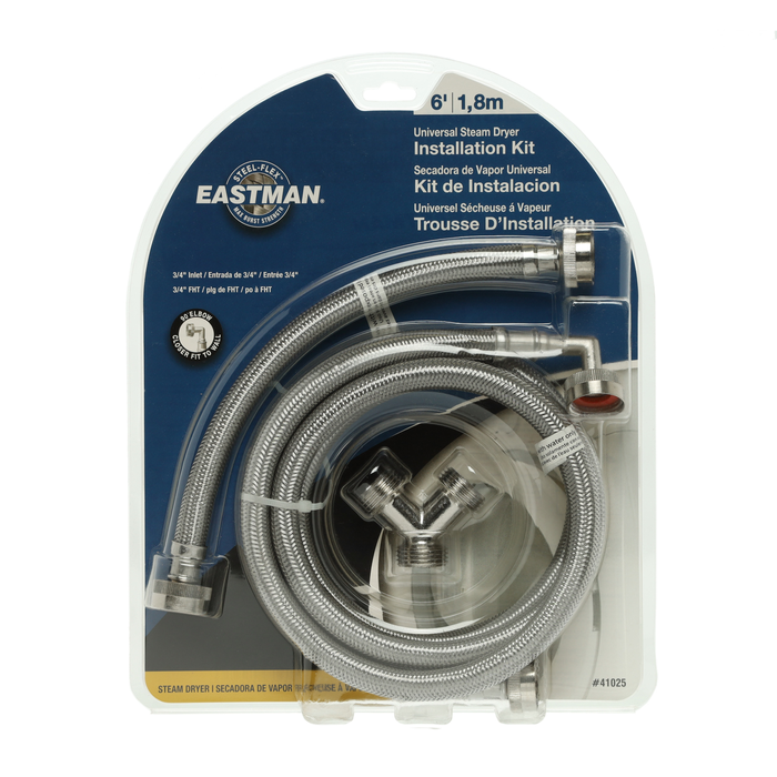 Trousse d’installation universelle en acier inoxydable pour sécheuse à la vapeur (longueur de 6 pi) - 41025KIT