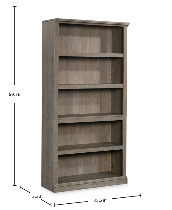 Bibliothèque Alcott de 35,28 po à 5 tablettes dont 3 tablettes réglables - chêne mystique
