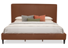 Alix Upholstered Platform Bed in Brown Fabric – King Size | Lit plateforme rembourré Alix en tissu brun - format très grand lit