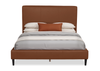 Alix Upholstered Platform Bed in Brown Fabric – Queen Size  | Lit plateforme rembourré Alix en tissu brun - format grand lit
