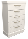 Commode verticale de chambre à coucher Alpine de 32 po (L) x 47 po (H) à 5 tiroirs, fabriquée au Canada - blanche