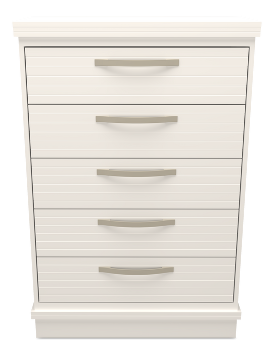 Commode verticale de chambre à coucher Alpine de 32 po (L) x 47 po (H) à 5 tiroirs, fabriquée au Canada - blanche