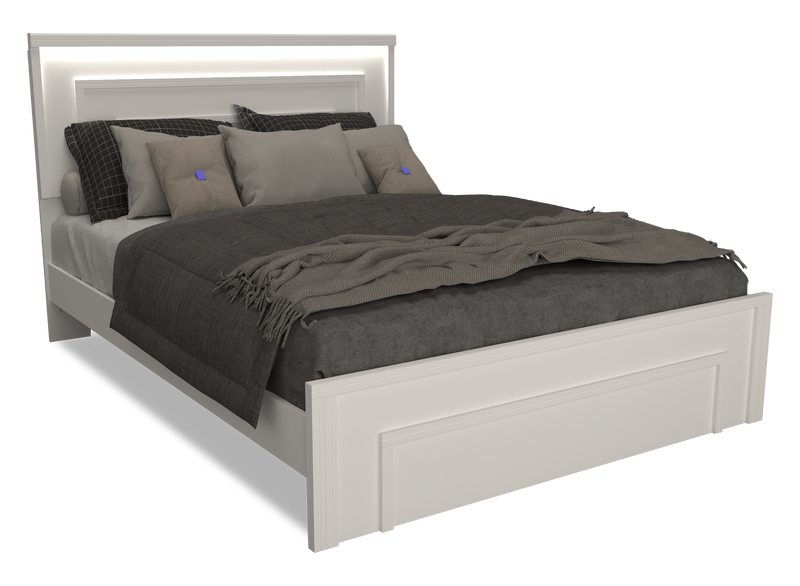 Tête de lit à panneaux Alpine fabriquée au Canada avec éclairage à DEL intégré, blanche - format lit double et grand lit
