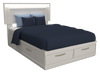 Lit plateforme de rangement Alpine fabriqué au Canada avec tête de lit, cadre de lit et éclairage à DEL, blanc - format lit double