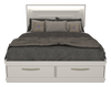 Lit plateforme de rangement Alpine fabriqué au Canada avec tête de lit, cadre de lit et éclairage à DEL, blanc - format grand lit