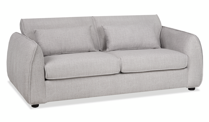 Sofa Annex de 80 po de format condo fabriqué au Canada en tissu avec coussins décoratifs - gris