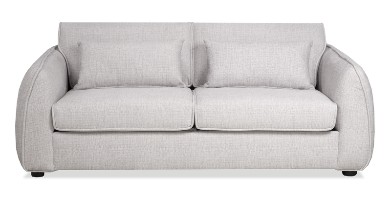 Sofa Annex de 80 po de format condo fabriqué au Canada en tissu avec coussins décoratifs - gris