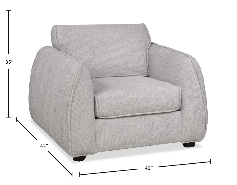 Fauteuil Annex de 40 po fabriqué au Canada en tissu avec coussins décoratifs - gris