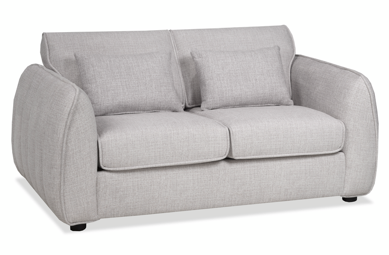 Causeuse Annex de 65 po fabriquée au Canada en tissu avec coussins décoratifs - grise