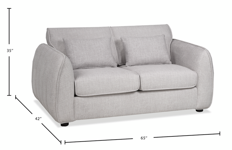Causeuse Annex de 65 po fabriquée au Canada en tissu avec coussins décoratifs - grise