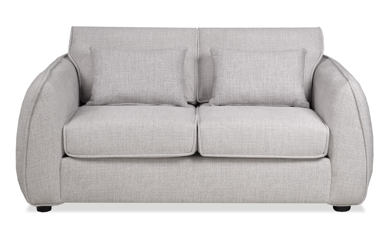 Causeuse Annex de 65 po fabriquée au Canada en tissu avec coussins décoratifs - grise