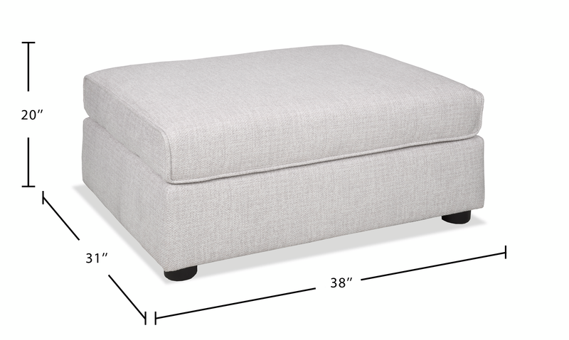 Pouf Annex de 38 po fabriqué au Canada en tissu - gris