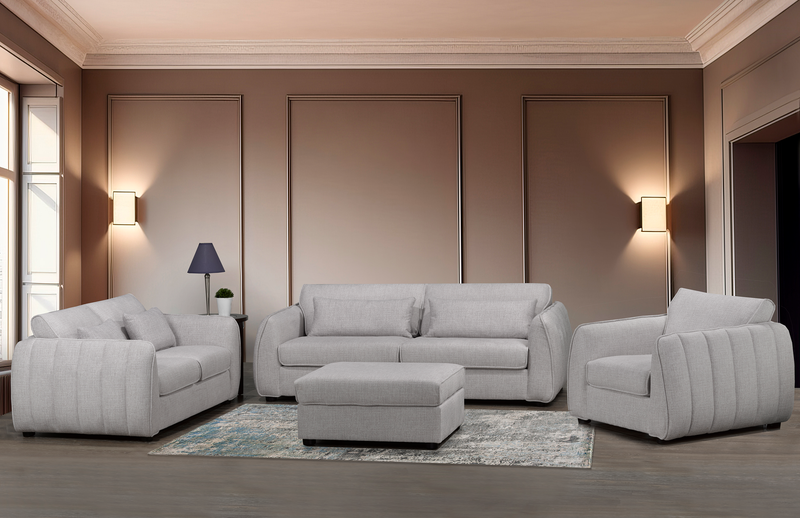 Fauteuil Annex de 40 po fabriqué au Canada en tissu avec coussins décoratifs - gris
