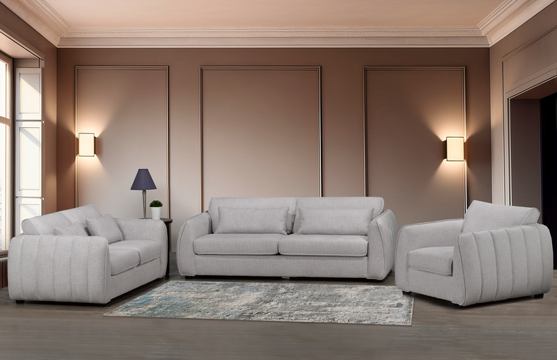 Fauteuil Annex de 40 po fabriqué au Canada en tissu avec coussins décoratifs - gris