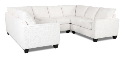 Made in Canada Customizable Sofa Lab Arc U-Shaped Sectional - Teddy Snow | Sofa sectionnel en U personnalisable Arc de Sofa Lab fabriqué au Canada en tissu - Teddy Snow