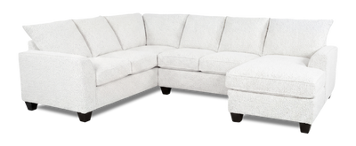 Made in Canada Customizable Sofa Lab Arc 3 Piece Right-Facing Fabric Sectional with Chaise – Teddy Snow | Sofa sectionnel de droite 3 pièces avec fauteuil long personnalisable Arc de Sofa Lab fabriqué au Canada en tissu - Teddy Snow