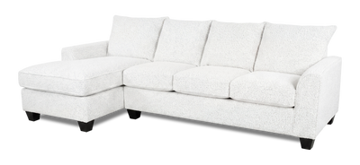 Made in Canada Customizable Sofa Lab Arc Fabric Left-Facing Sofabed Sectional - Teddy Snow | Sofa-lit sectionnel de gauche personnalisable Arc de Sofa Lab fabriqué au Canada en tissu - Teddy Snow