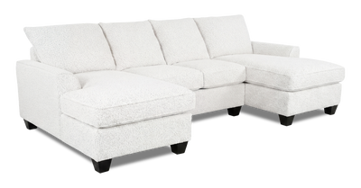 Made in Canada Customizable Sofa Lab Arc Fabric Double Chaise Sectional - Teddy Snow | Sofa sectionnel avec deux fauteuils longs personnalisable Arc de Sofa Lab fabriqué au Canada en tissu - Teddy Snow
