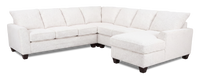 Sofa sectionnel de droite 4 pièces avec fauteuil long personnalisable Arc de Sofa Lab fabriqué au Canada en tissu - Teddy Snow
