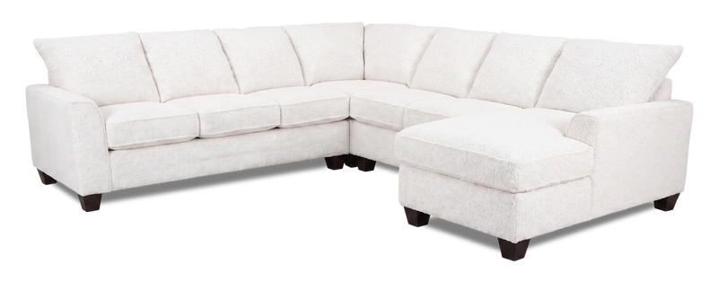Sofa sectionnel de droite 4 pièces avec fauteuil long personnalisable Arc de Sofa Lab fabriqué au Canada en tissu - Teddy Snow