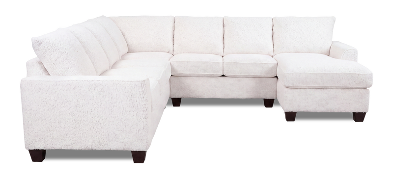 Sofa sectionnel de droite 4 pièces avec fauteuil long personnalisable Arc de Sofa Lab fabriqué au Canada en tissu - Teddy Snow