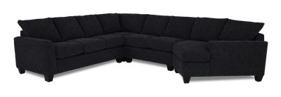 Made in Canada Customizable Sofa Lab Arc 4-Piece Right-Facing Sectional with Cuddler - Teddy Raven| Sofa sectionnel de droite 4 pièces avec fauteuil enveloppant personnalisable Arc de Sofa Lab fabriqué au Canada en tissu - Teddy Raven