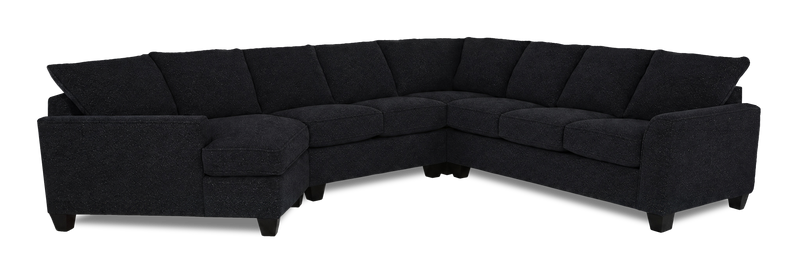 Sofa sectionnel de gauche 4 pièces avec fauteuil enveloppant personnalisable Arc de Sofa Lab fabriqué au Canada en tissu - Teddy Raven