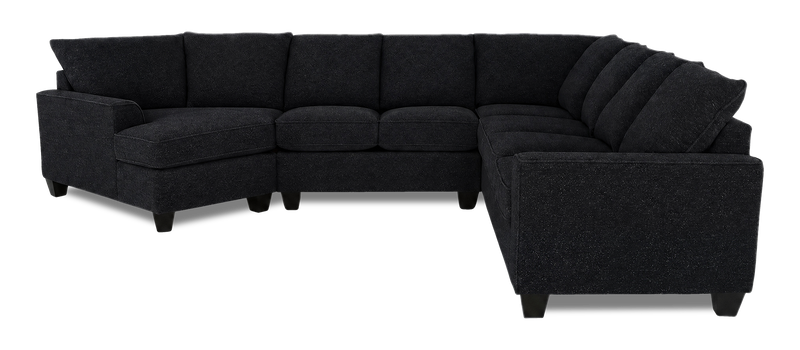 Sofa sectionnel de gauche 4 pièces avec fauteuil enveloppant personnalisable Arc de Sofa Lab fabriqué au Canada en tissu - Teddy Raven