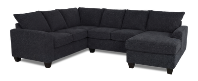 Made in Canada Customizable Sofa Lab Arc 3 Piece Right-Facing Fabric Sectional with Chaise – Teddy Raven | Sofa sectionnel de droite 3 pièces avec fauteuil long personnalisable Arc de Sofa Lab fabriqué au Canada en tissu - Teddy Raven