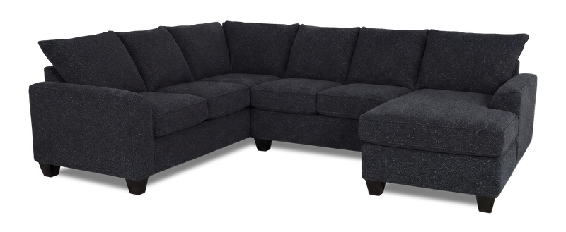 Sofa sectionnel de droite 3 pièces avec fauteuil long personnalisable Arc de Sofa Lab fabriqué au Canada en tissu - Teddy Raven