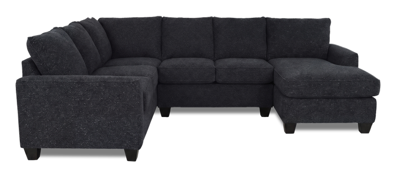 Sofa sectionnel de droite 3 pièces avec fauteuil long personnalisable Arc de Sofa Lab fabriqué au Canada en tissu - Teddy Raven