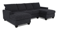 Sofa sectionnel avec deux fauteuils longs personnalisable Arc de Sofa Lab fabriqué au Canada en tissu - Teddy Raven