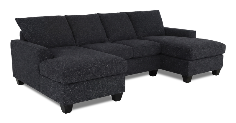 Sofa sectionnel avec deux fauteuils longs personnalisable Arc de Sofa Lab fabriqué au Canada en tissu - Teddy Raven