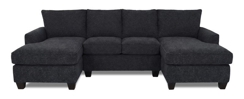 Sofa sectionnel avec deux fauteuils longs personnalisable Arc de Sofa Lab fabriqué au Canada en tissu - Teddy Raven