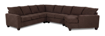 Made in Canada Customizable Sofa Lab Arc 4-Piece Right-Facing Sectional with Cuddler - Teddy Walnut | Sofa sectionnel de droite 4 pièces avec fauteuil enveloppant personnalisable Arc de Sofa Lab fabriqué au Canada en tissu - Teddy Walnut