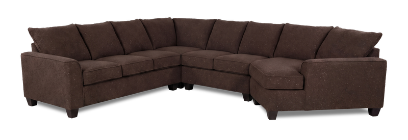 Sofa sectionnel de droite 4 pièces avec fauteuil enveloppant personnalisable Arc de Sofa Lab fabriqué au Canada en tissu - Teddy Walnut