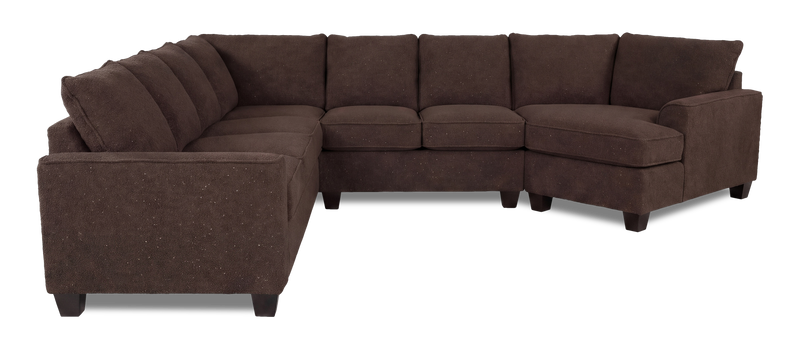 Sofa sectionnel de droite 4 pièces avec fauteuil enveloppant personnalisable Arc de Sofa Lab fabriqué au Canada en tissu - Teddy Walnut