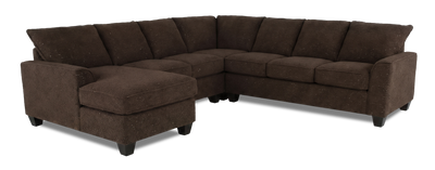 Made in Canada Customizable Sofa Lab Arc 4-Piece Left-Facing Sectional with Chaise - Teddy Walnut | Sofa sectionnel de gauche 4 pièces avec fauteuil long personnalisable Arc de Sofa Lab fabriqué au Canada en tissu - Teddy Walnut