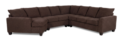 Made in Canada Customizable Sofa Lab Arc 4-Piece Left-Facing Sectional with Cuddler - Teddy Walnut | Sofa sectionnel de gauche 4 pièces avec fauteuil enveloppant personnalisable Arc de Sofa Lab fabriqué au Canada en tissu - Teddy Walnut