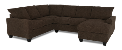 Made in Canada Customizable Sofa Lab Arc 3 Piece Right-Facing Fabric Sectional with Chaise – Teddy Walnut | Sofa sectionnel de droite 3 pièces avec fauteuil long personnalisable Arc de Sofa Lab fabriqué au Canada en tissu - Teddy Walnut