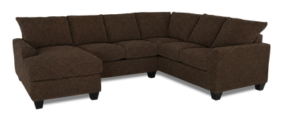 Made in Canada Customizable Sofa Lab Arc 3 Piece Left-Facing Fabric Sectional with Chaise - Teddy Walnut | Sofa sectionnel de gauche 3 pièces avec fauteuil long personnalisable Arc de Sofa Lab fabriqué au Canada en tissu - Teddy Walnut